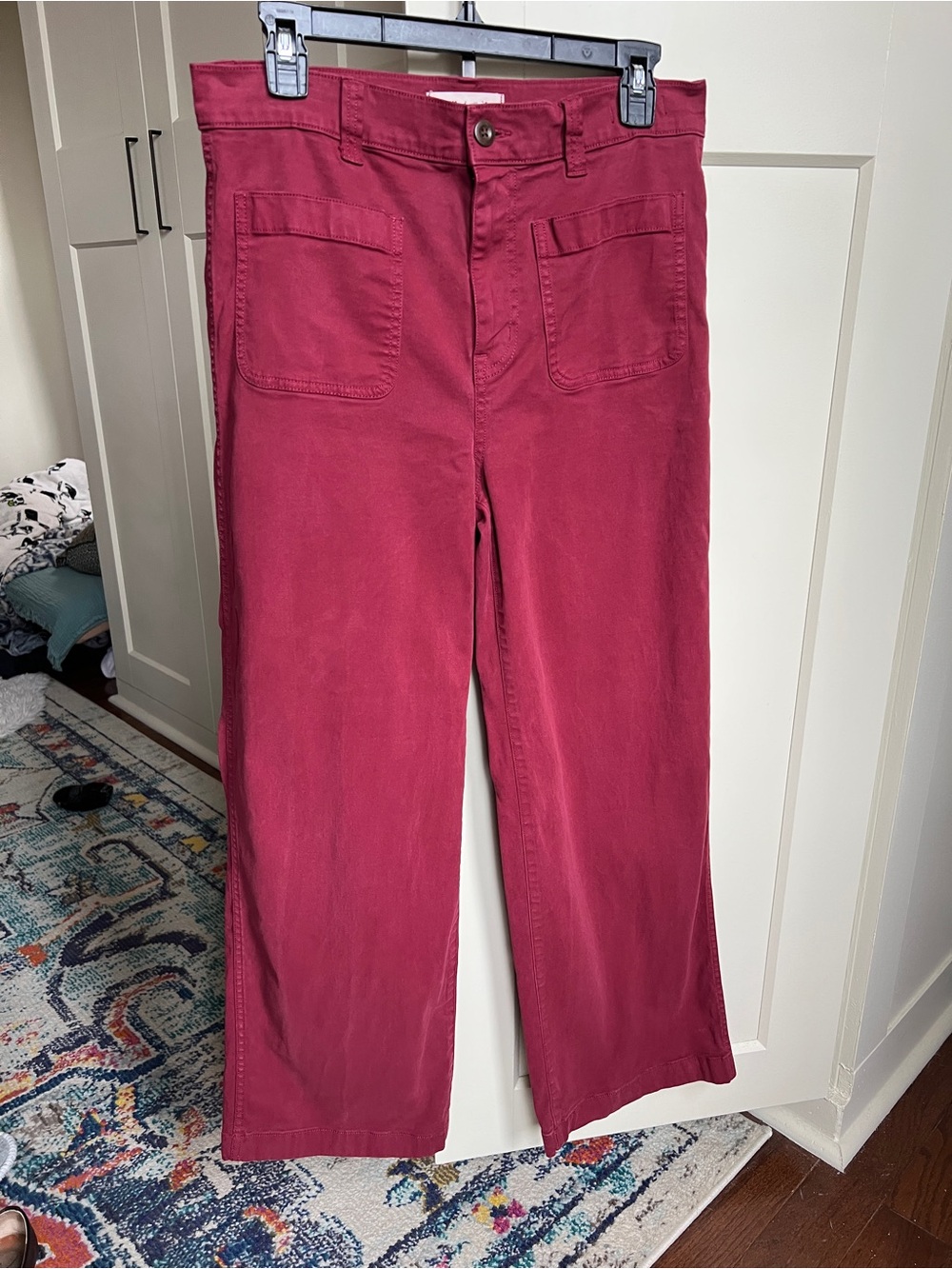 Madewell The Emmett Wide-Leg Crop Pant in Berry Maroon - Size 29